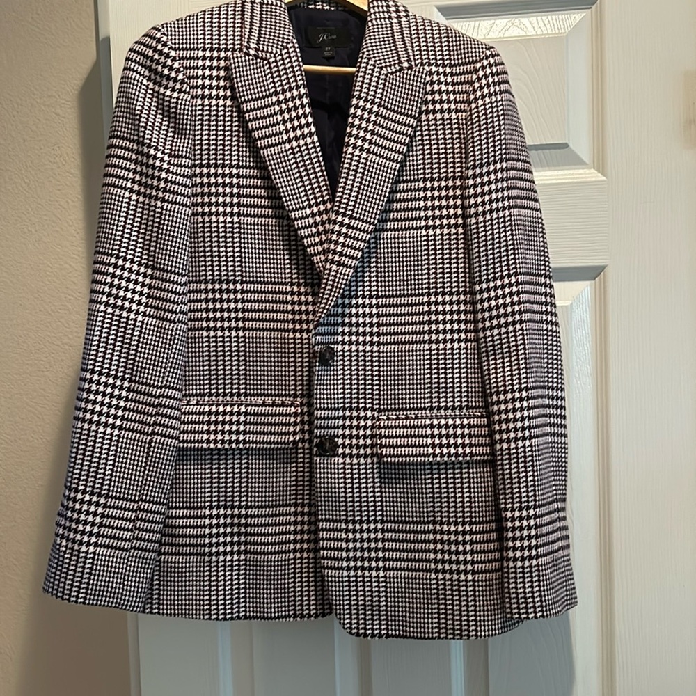 J Crew Burgundy and black wool suit jacket